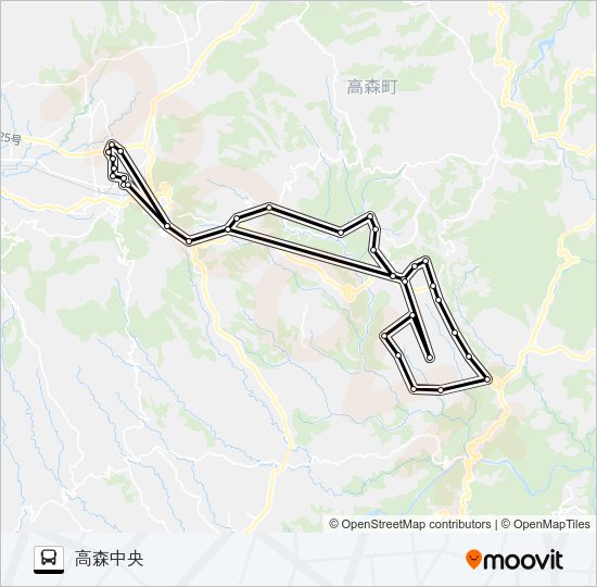 フレイン高森店→猿丸～吉見神社～ロッキー→高森中央 Bus Line Map