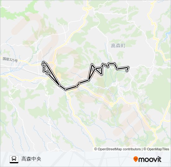 フレイン高森店→ロッキー～中村（津留）～今村→高森中央 Bus Line Map