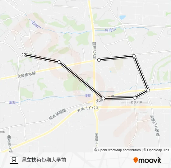 大津支援学校前→→JASM バスの路線図