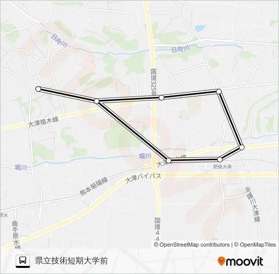 県立技術短期大学前→→JASM バスの路線図