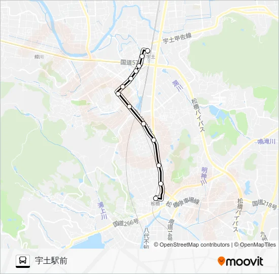 松橋駅→宇土本町二丁目～西城の浦→宇土駅前 バスの路線図