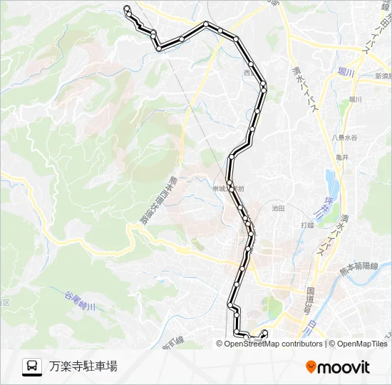U2-2：桜町バスターミナル→上熊本～西里→万楽寺駐車場 バスの路線図