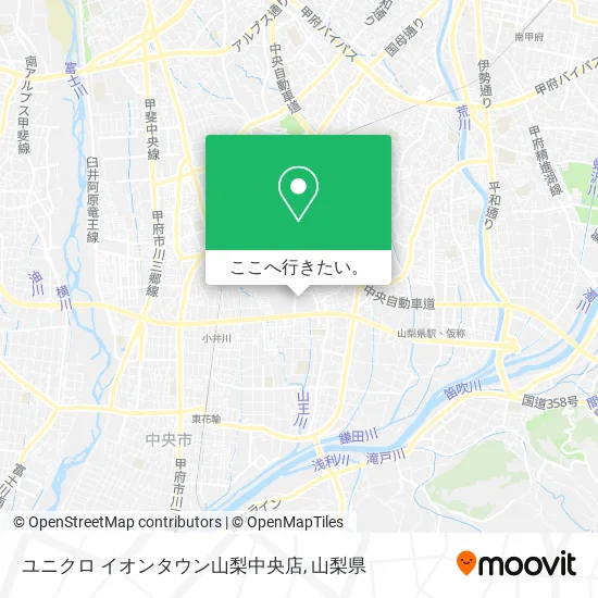 ユニクロ イオンタウン山梨中央店地図