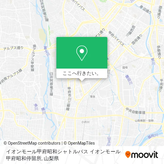 イオンモール甲府昭和シャトルバス イオンモール甲府昭和停留所地図