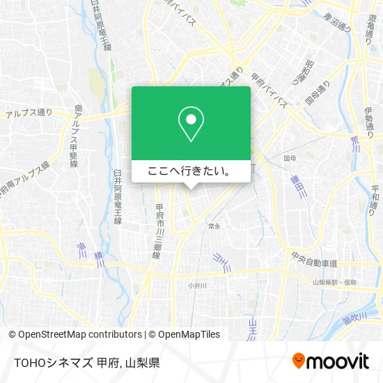 バスで昭和町のtohoシネマズ 甲府への行き方