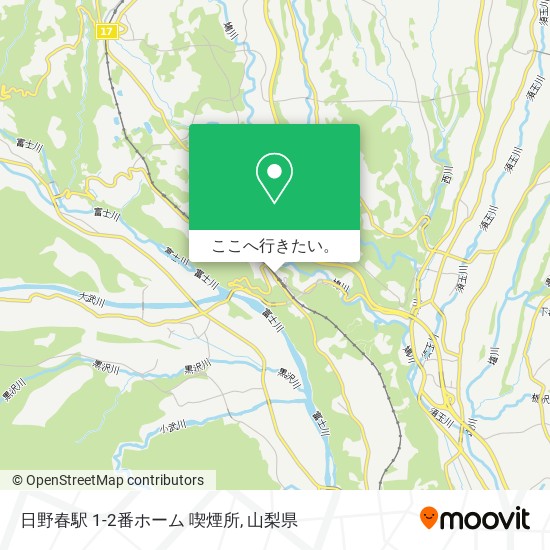日野春駅 1-2番ホーム 喫煙所地図
