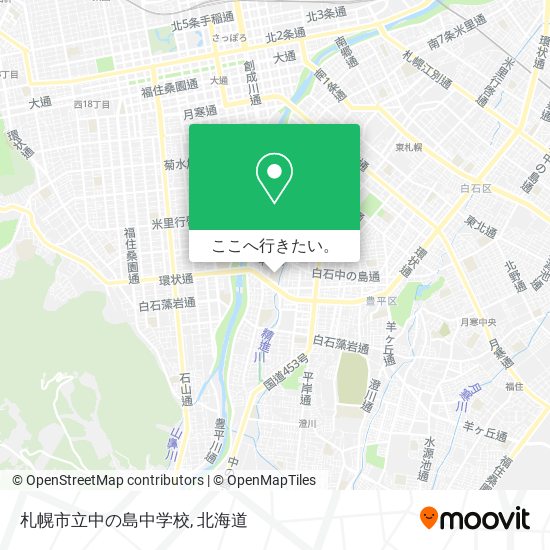 札幌市立中の島中学校地図