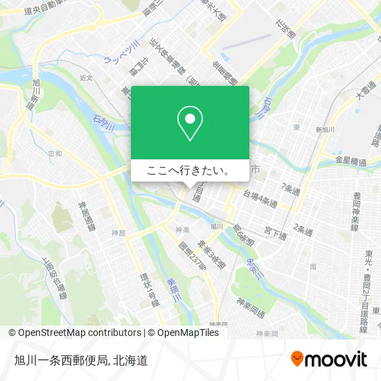 旭川一条西郵便局地図