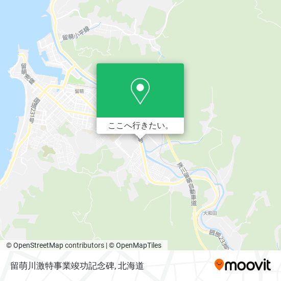 留萌川激特事業竣功記念碑地図