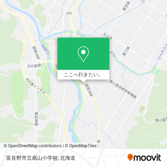 富良野市立扇山小学校地図