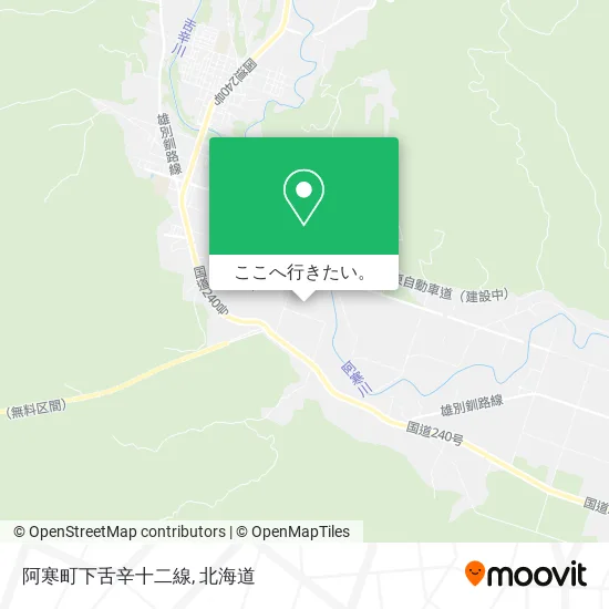 阿寒町下舌辛十二線地図
