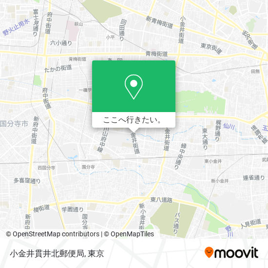 小金井貫井北郵便局地図