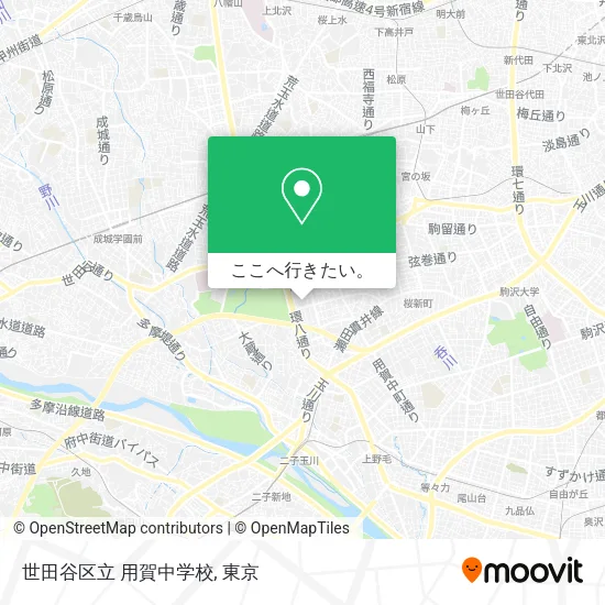 世田谷区立 用賀中学校地図