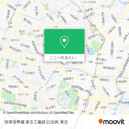 陸軍造幣廠 東京工廠跡 記念碑地図