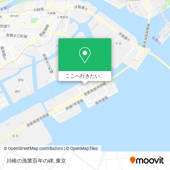川崎の漁業百年の碑地図