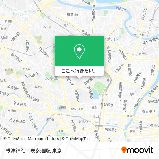 根津神社　表参道際地図
