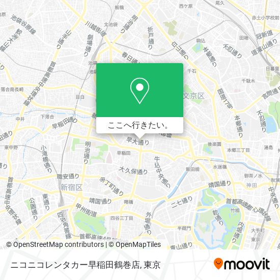 ニコニコレンタカー早稲田鶴巻店地図