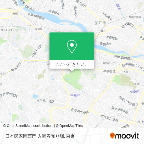 日本民家園西門 入園券売り場地図