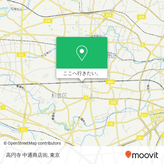 高円寺 中通商店街地図
