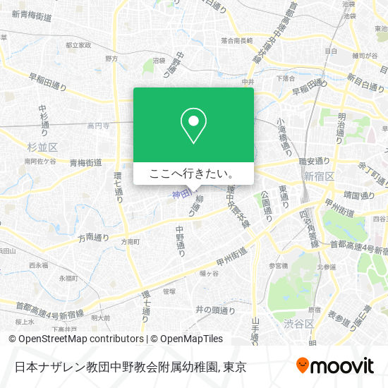 日本ナザレン教団中野教会附属幼稚園地図