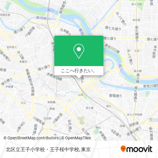 北区立王子小学校・王子桜中学校地図