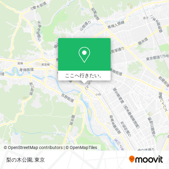 バス または 地下鉄 メトロで青梅市の梨の木公園への行き方