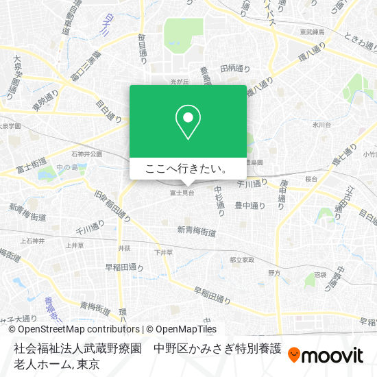 社会福祉法人武蔵野療園　中野区かみさぎ特別養護老人ホーム地図