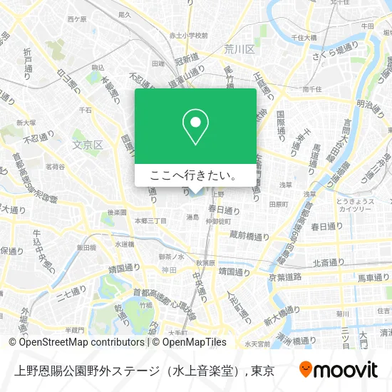 上野恩賜公園野外ステージ（水上音楽堂）地図
