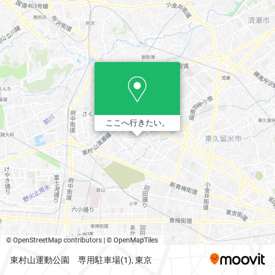 東村山運動公園　専用駐車場(1)地図