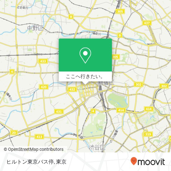 ヒルトン東京バス停地図