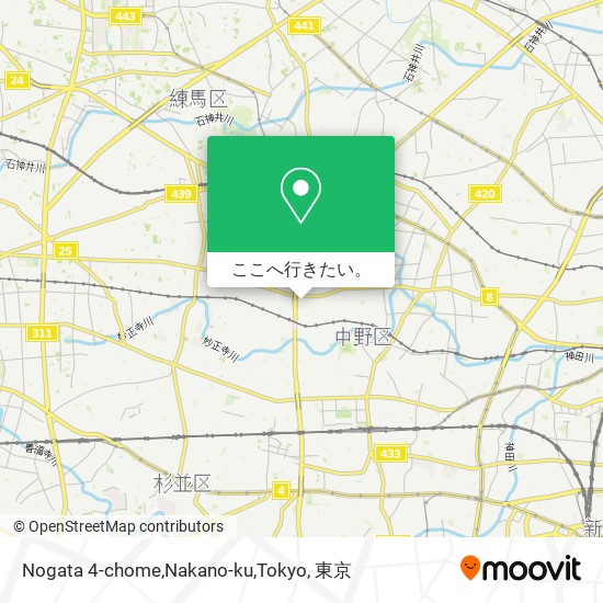 Nogata 4-chome,Nakano-ku,Tokyo地図