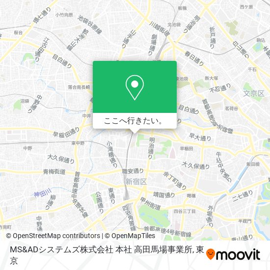 MS&ADシステムズ株式会社 本社 高田馬場事業所地図