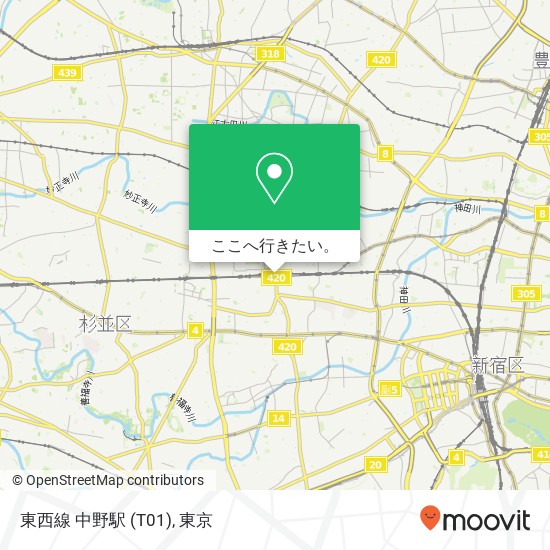 東西線 中野駅 (T01)地図