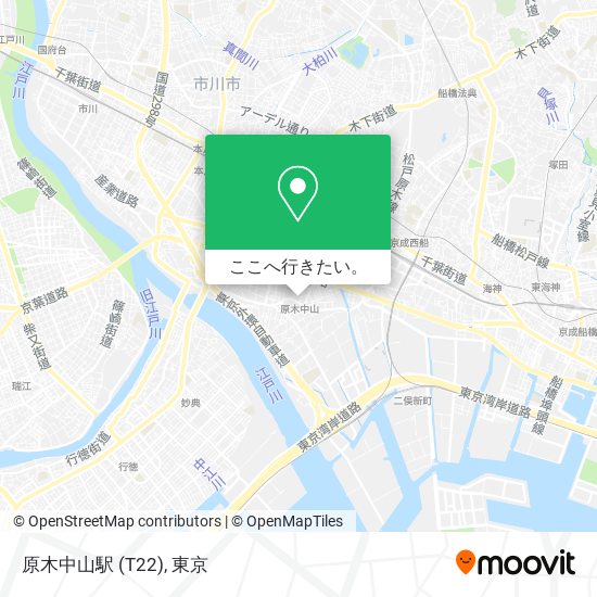 原木中山駅 (T22)地図