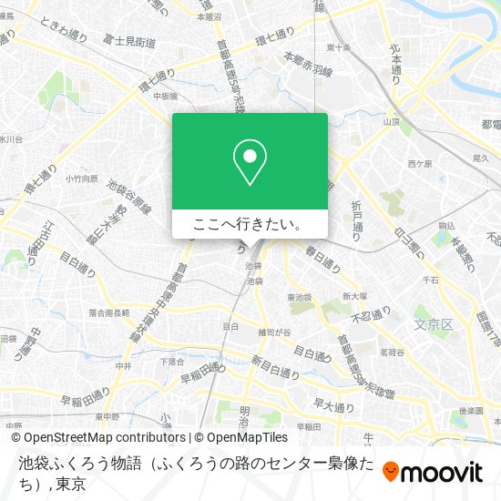 池袋ふくろう物語（ふくろうの路のセンター梟像たち）地図