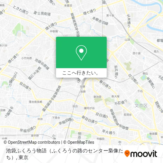 池袋ふくろう物語（ふくろうの路のセンター梟像たち）地図
