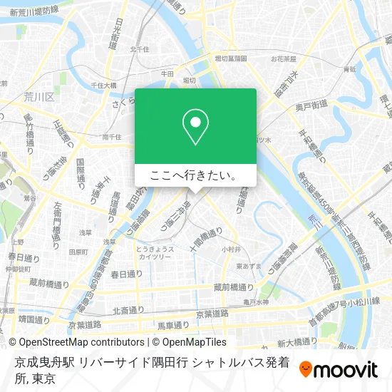京成曳舟駅 リバーサイド隅田行 シャトルバス発着所地図