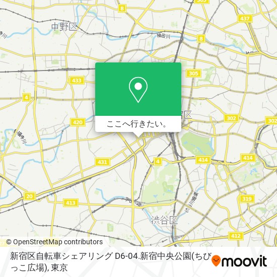 新宿区自転車シェアリング D6-04.新宿中央公園(ちびっこ広場)地図