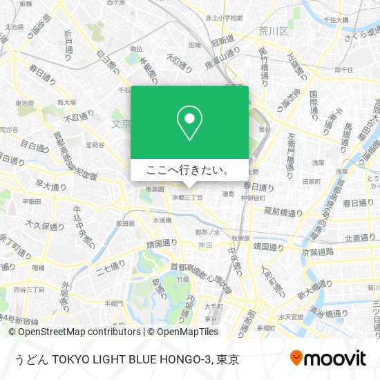 うどん TOKYO LIGHT BLUE HONGO-3地図
