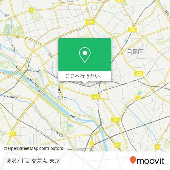 奥沢7丁目 交差点地図