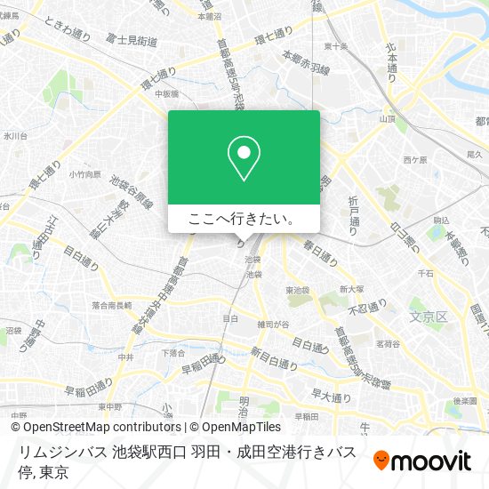 リムジンバス 池袋駅西口 羽田・成田空港行きバス停地図