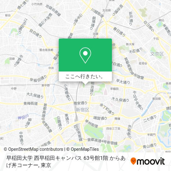 早稲田大学 西早稲田キャンパス 63号館1階 からあげ丼コーナー地図