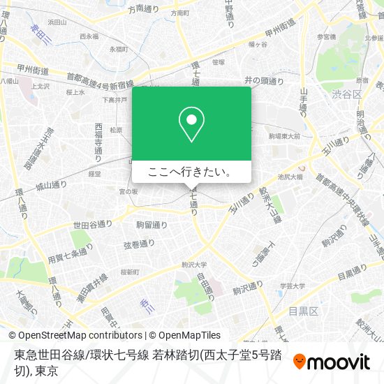 東急世田谷線/環状七号線 若林踏切(西太子堂5号踏切)地図