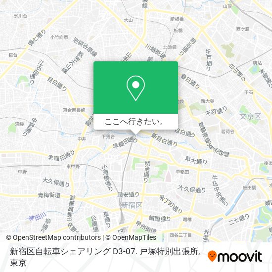 新宿区自転車シェアリング D3-07. 戸塚特別出張所地図
