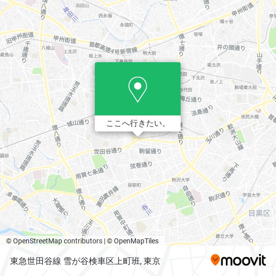 東急世田谷線 雪が谷検車区上町班地図