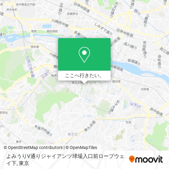 よみうりV通りジャイアンツ球場入口前ロープウェイ下地図