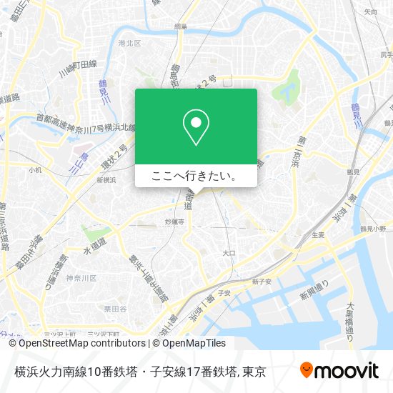 横浜火力南線10番鉄塔・子安線17番鉄塔地図