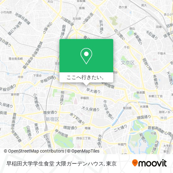早稲田大学学生食堂 大隈ガーデンハウス地図