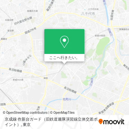 京成線 作新台ガード（旧鉄道連隊演習線立体交差ポイント）地図