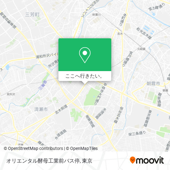 オリエンタル酵母工業前バス停地図